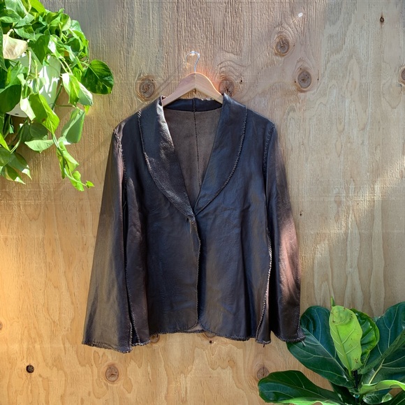 Jackets & Blazers - Vintage Brown Leather Blazer Jacket Coat